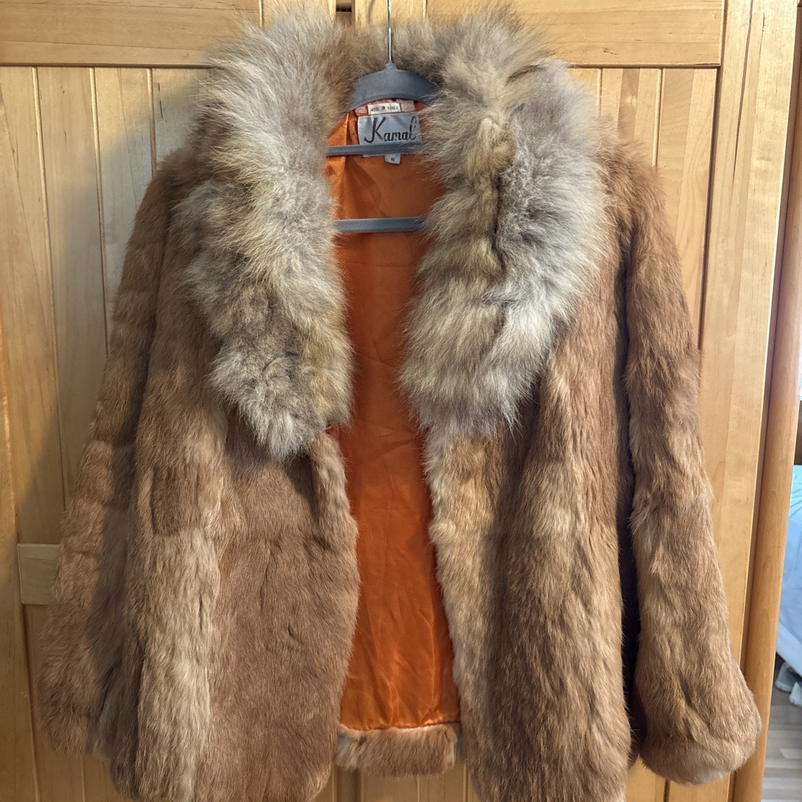 Rare Vintage Kamal Los Angeles Rabbit Fur Coat Size Medium (Needing Minor Fixes)